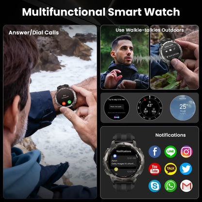 Tank T4 Smart Watch for Men Stainless Steel 6-Sat GPS Offline Maps 100M Waterproof 24/7 Health Monitor for Android Ios