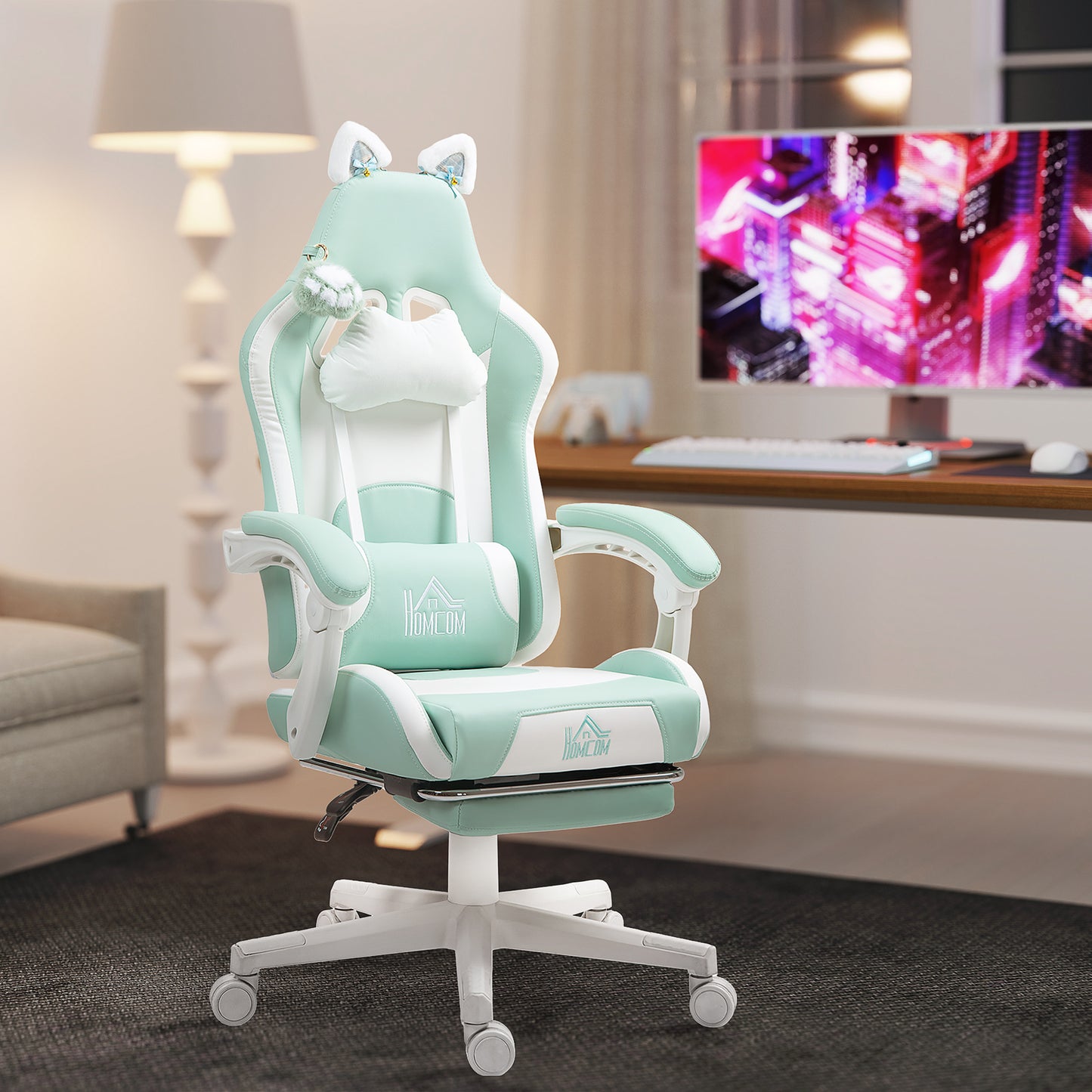 Gaming-Stuhl, Ergonomischer Gamer-Stuhl, Lendenwirbelst