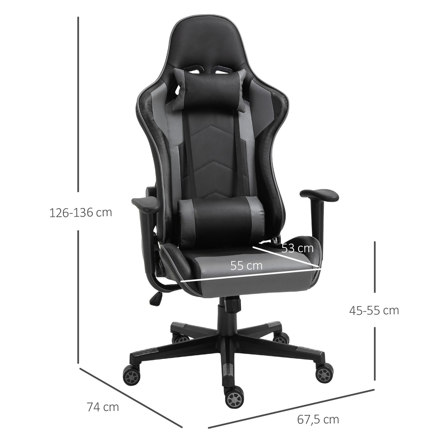 Ergonomischer Bürostuhl Gaming Stuhl Kunstleder Schaumstoff Schwarz