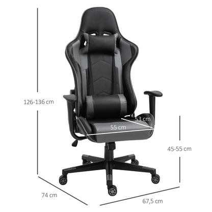 Ergonomischer Bürostuhl Gaming Stuhl Kunstleder Schaumstoff Schwarz