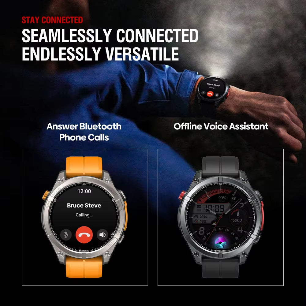 NEW  Stratos 4 GPS Smart Watch 1.43 AMOLED Display Built-In Compass Barometric Altimeter Flashlight Voice Call Smartwatch