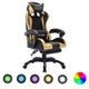 Gaming-Stuhl Mit RGB Led-Leuchten Gold Und Schwarz Kunstleder
