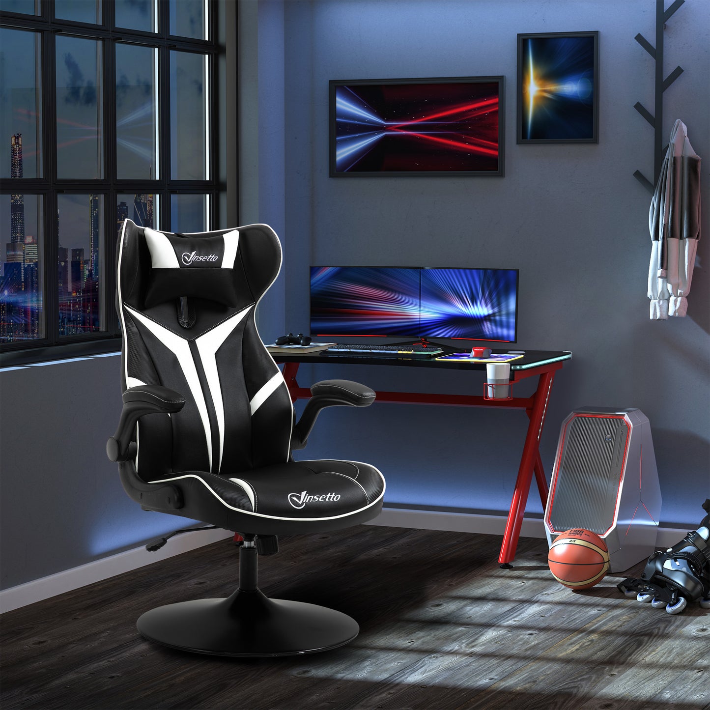 Gaming Stuhl Ergonomischer Computerstuhl Mit Wippfunktion Stahl Rot