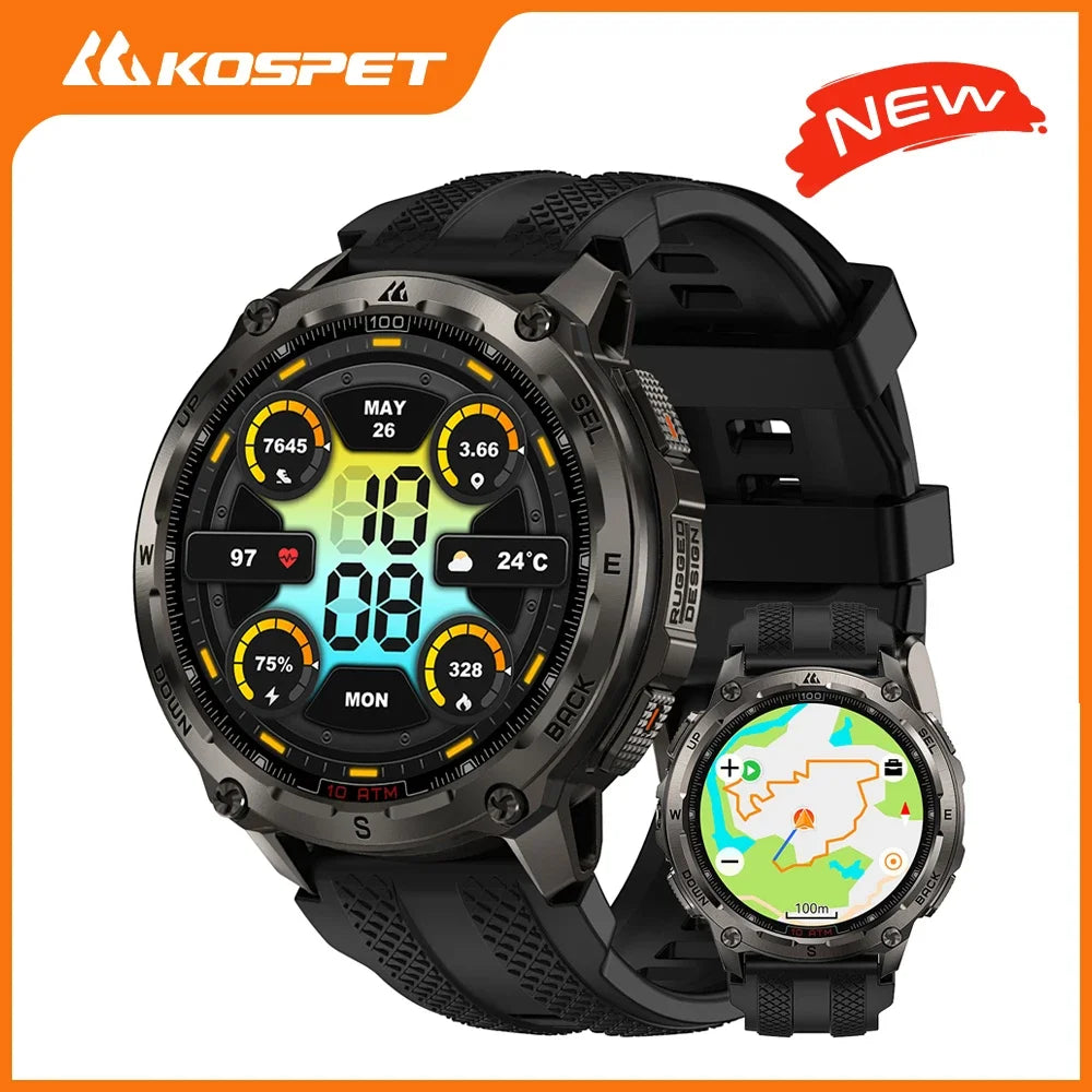 Tank T4 Smart Watch for Men Stainless Steel 6-Sat GPS Offline Maps 100M Waterproof 24/7 Health Monitor for Android Ios