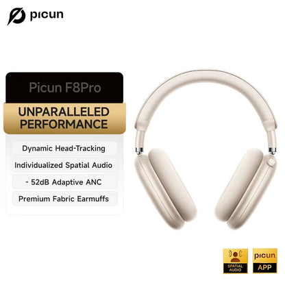 F8 Pro ANC Wireless Headphones 3D Spatial Audio Head Tracking -52Db ANC HIFI Bluetooth Headset ENC HD Mic Low-Latency APP