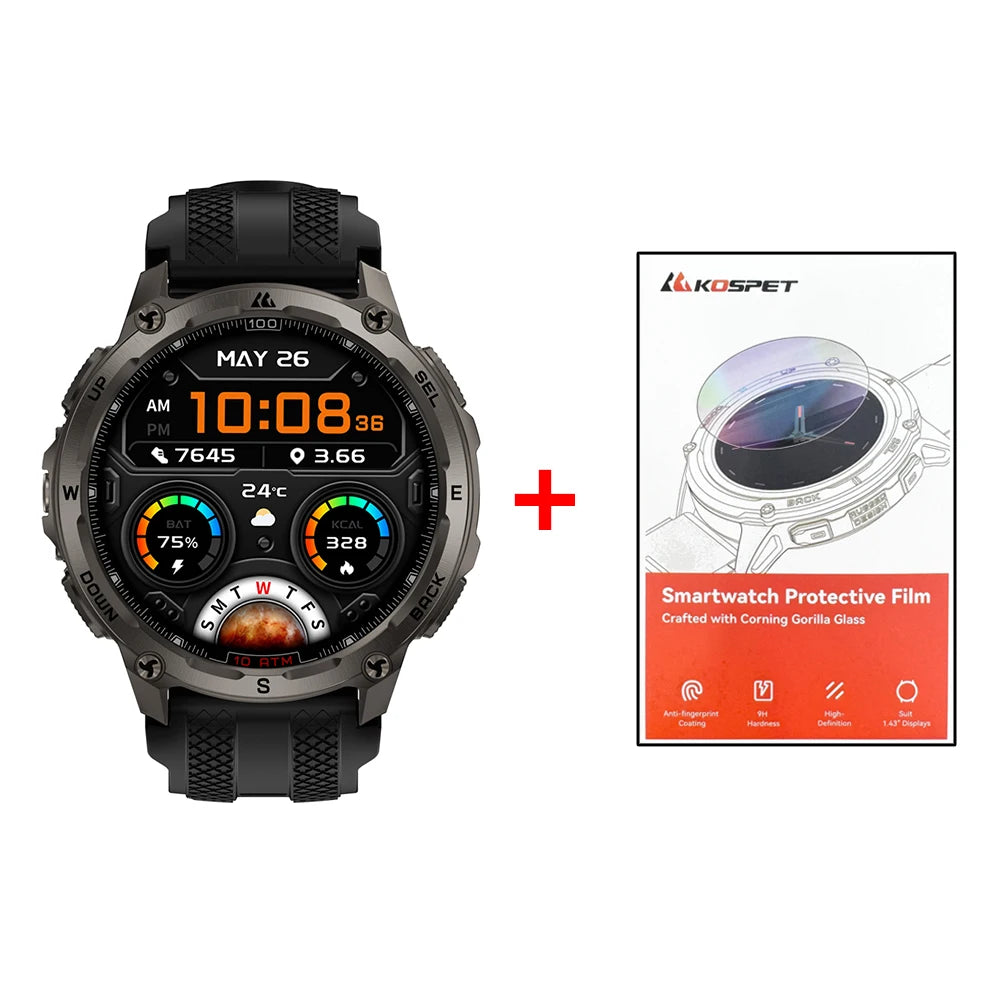 Tank T4 Smart Watch for Men Stainless Steel 6-Sat GPS Offline Maps 100M Waterproof 24/7 Health Monitor for Android Ios