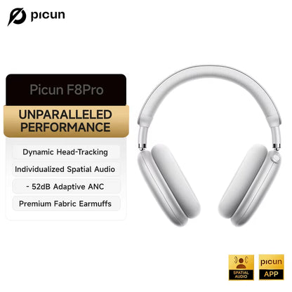 F8 Pro ANC Wireless Headphones 3D Spatial Audio Head Tracking -52Db ANC HIFI Bluetooth Headset ENC HD Mic Low-Latency APP