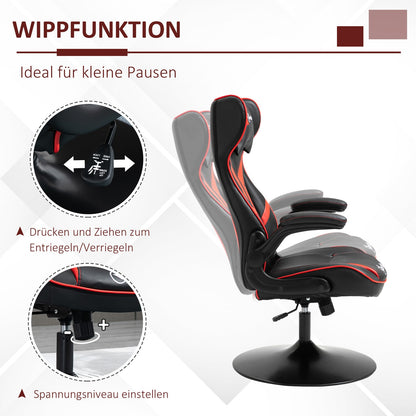 Gaming Stuhl Ergonomischer Computerstuhl Mit Wippfunktion Stahl Rot