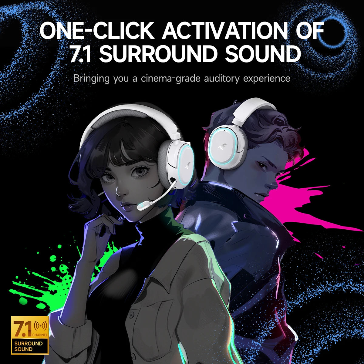 G2 2.4Ghz Bluetooth Wireless Gaming Headset for PC PS4 PS5 Phone Switch 5Ms Low Latency 7.1 Surround Wired Headset ENC Mic