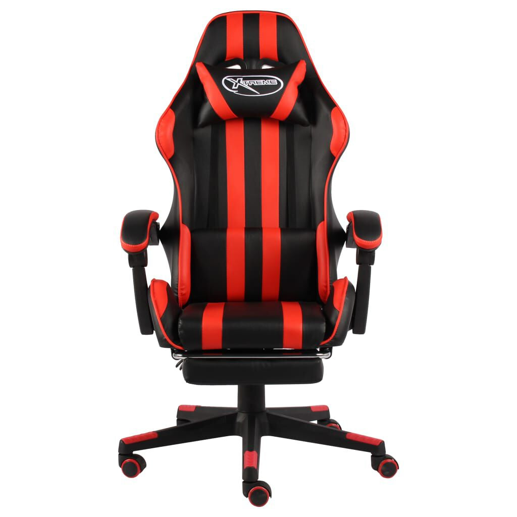 Gaming-Stuhl Mit Fußstütze Schwarz Und Rot Kunstleder