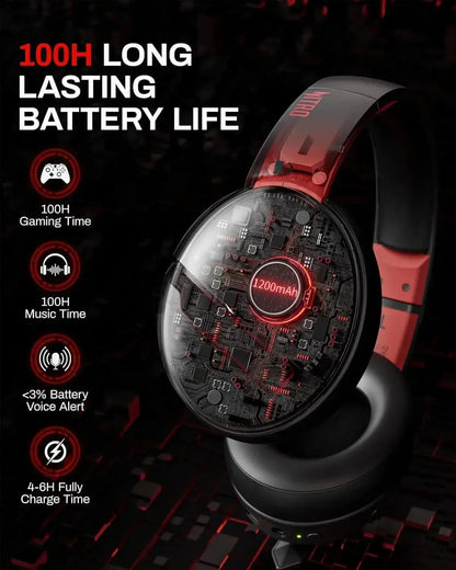 K2 Wireless Headsets Gamer 100H Battery Dynamic 50Mm Drivers Clear Voice Mic Bluetooth Gaming Headphone for PC PS4 Earphone