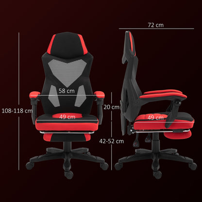 Ergonomischer Bürostuhl Gaming Stuhl Drehstuhl Mit Fußstütze Polyester Schwarz