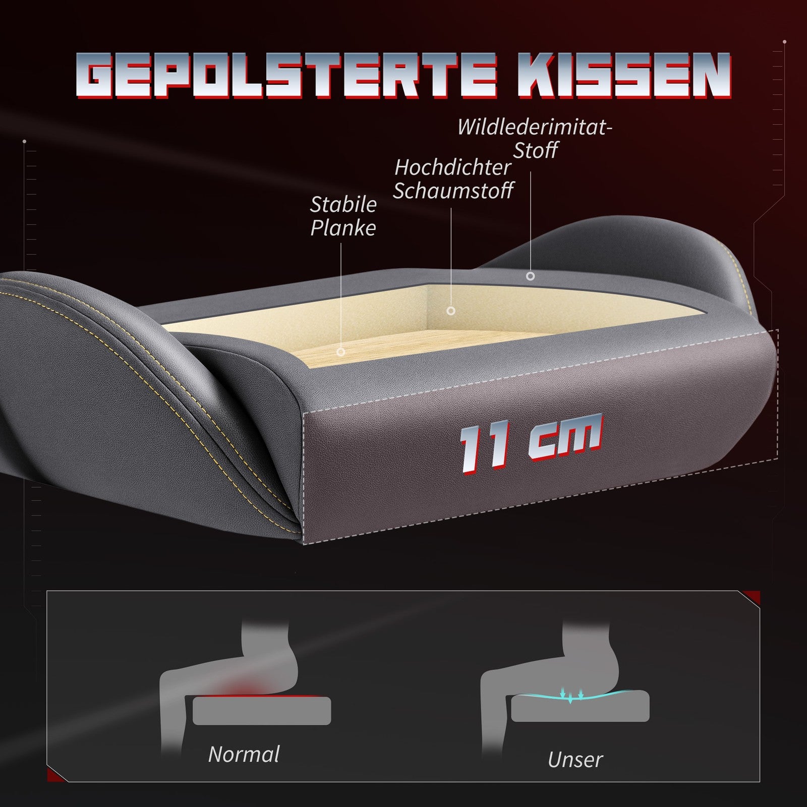 Gaming Stuhl Ergonomisch Wildlederimita