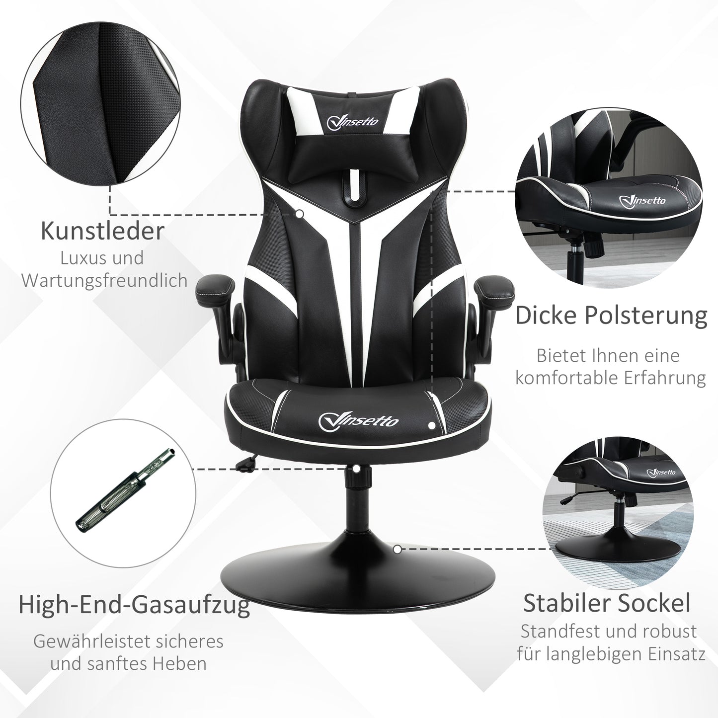 Gaming Stuhl Ergonomischer Computerstuhl Mit Wippfunktion Stahl Rot