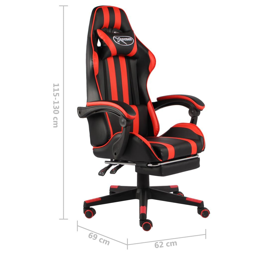 Gaming-Stuhl Mit Fußstütze Schwarz Und Rot Kunstleder