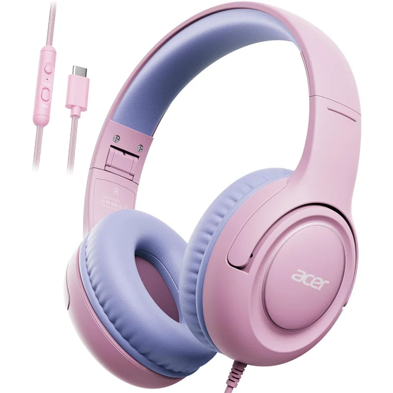 Kids Headphones Wired for School 85/94Db Volume Limiter Foldable Stereo Sound Headset for Kids Learning Tablet Ipad PC