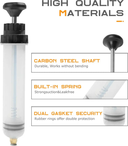 500CC Oil Extractor Pump,Car Accessories Oil Extractor,Automotive Manual Fluid Extractor Pump with 2 Transparent Hose,Used for P