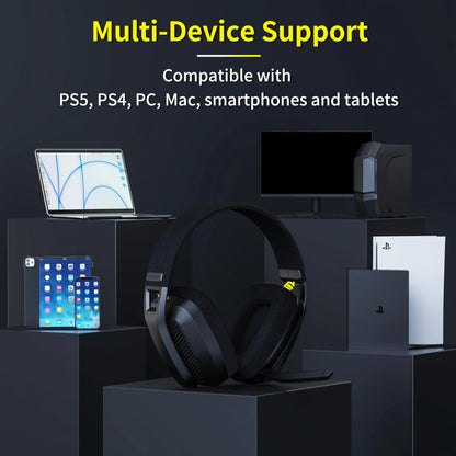 BW06 2.4Ghz Wireless Gaming Headset with Mic for PS5 PS4 PC Mac Playstation Bluetooth Gaming Headphone with Microphone
