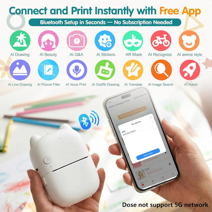 AI Mini Drucker mit App & Sprachsteuerung für Kinder