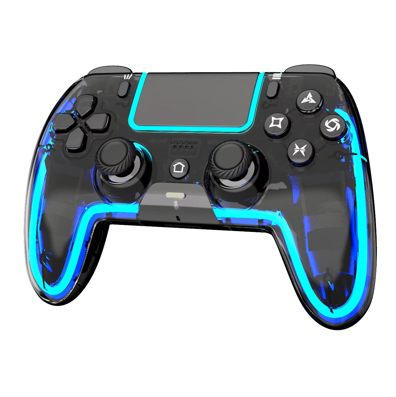 Wireless Controller STK-5007L for Ps5,Transparent Controller with Breathing RGB Light, Programmable Buttons&Type-C Port