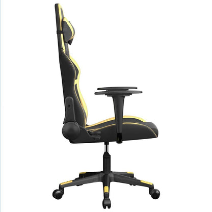 Gaming-Stuhl Mit Massagefunktion Schwarz & Golden Kunstleder
