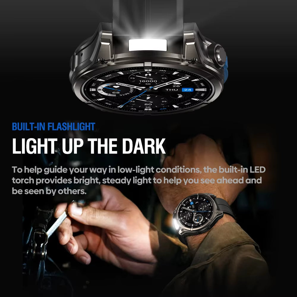 NEW 2025  VIBE 8 Voice Calling 1.43" AMOLED Display Smart Watch Built-In Flashlight Heart Rate Blood Pressure Smart Watch