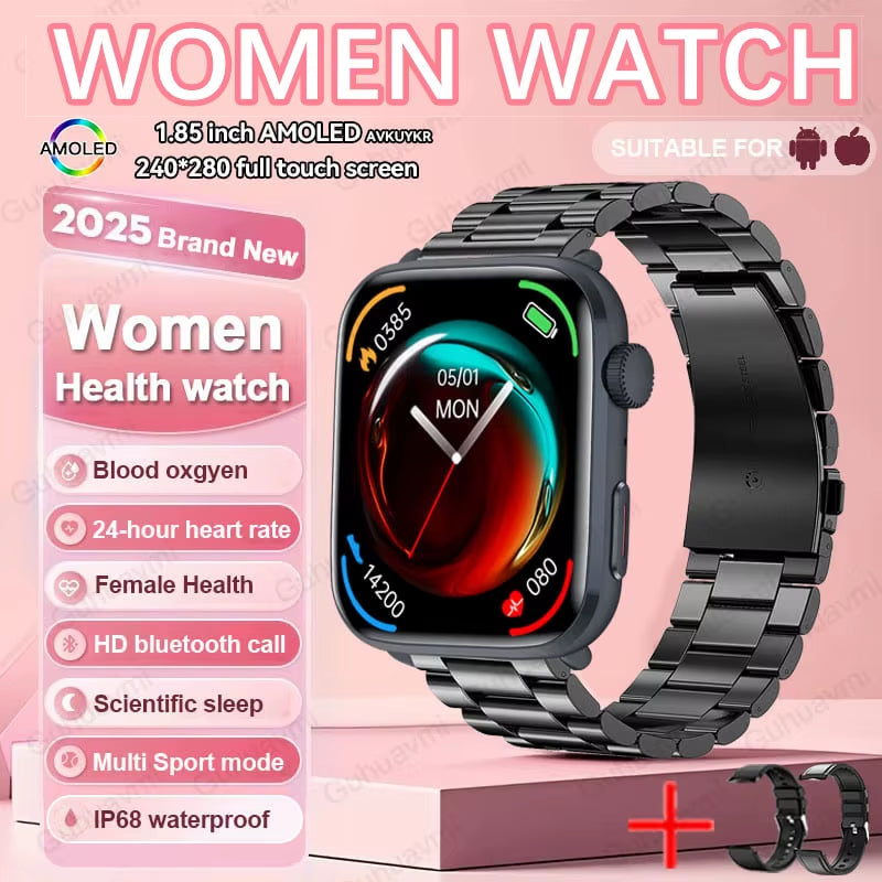 2025 New Women Men AI Smart Diagnosis Watch HRV+PPG Blood Pressure Heart Rate Health Monitor IP68 NFC Fashion Sports Smartwatchs