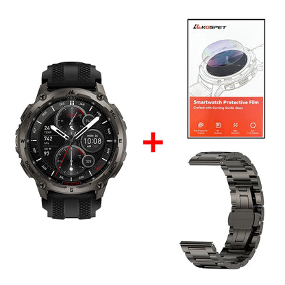 Tank T4 Smart Watch for Men Stainless Steel 6-Sat GPS Offline Maps 100M Waterproof 24/7 Health Monitor for Android Ios