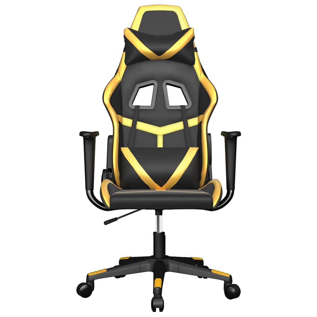Gaming-Stuhl Mit Massagefunktion Schwarz & Golden Kunstleder