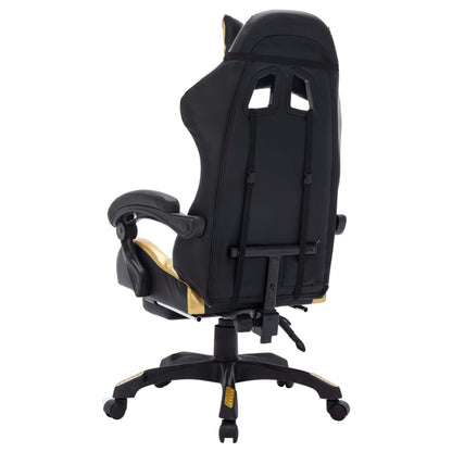 Gaming-Stuhl Mit RGB Led-Leuchten Gold Und Schwarz Kunstleder