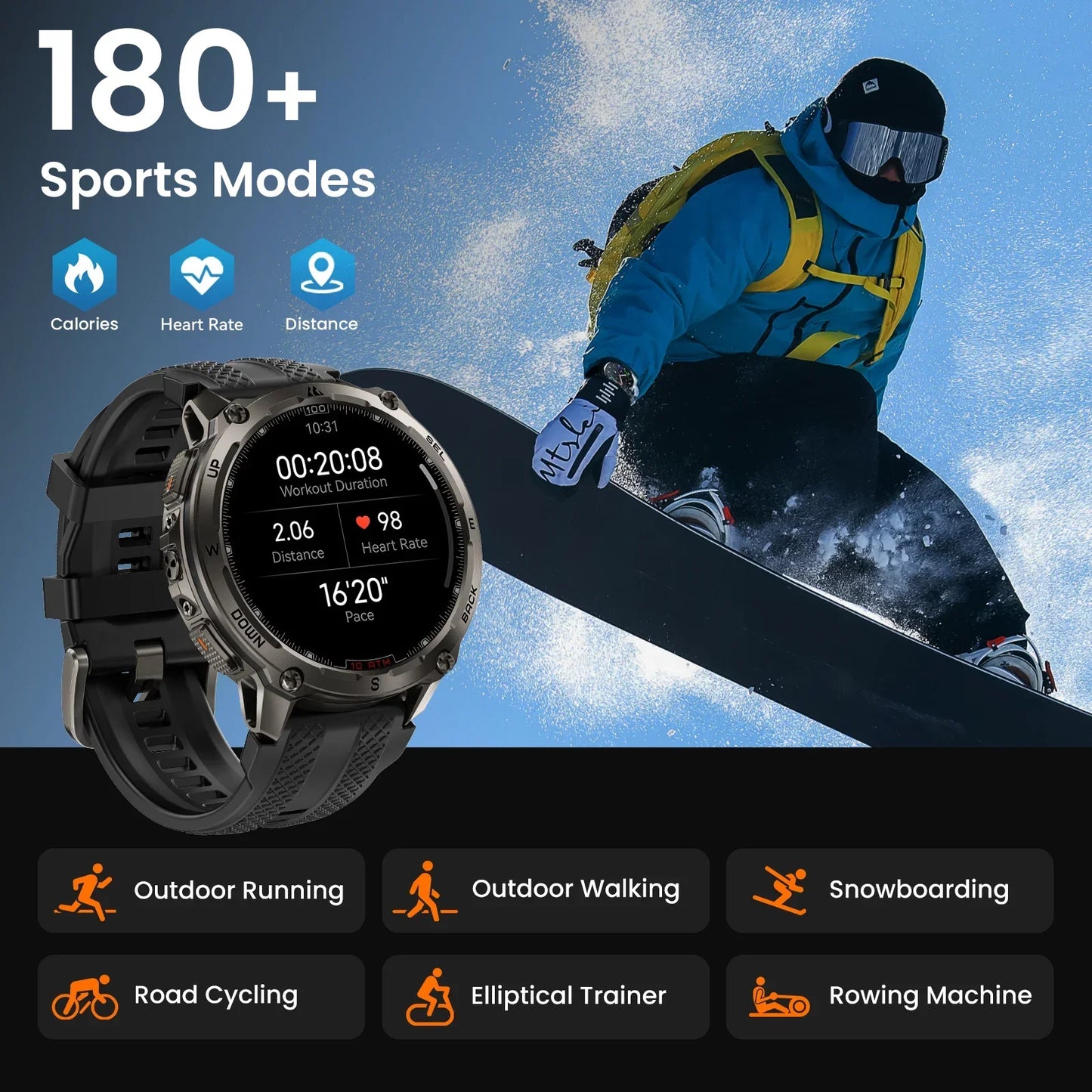 Tank T4 Smart Watch for Men Stainless Steel 6-Sat GPS Offline Maps 100M Waterproof 24/7 Health Monitor for Android Ios