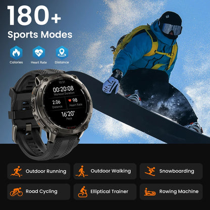 Tank T4 Smart Watch for Men Stainless Steel 6-Sat GPS Offline Maps 100M Waterproof 24/7 Health Monitor for Android Ios
