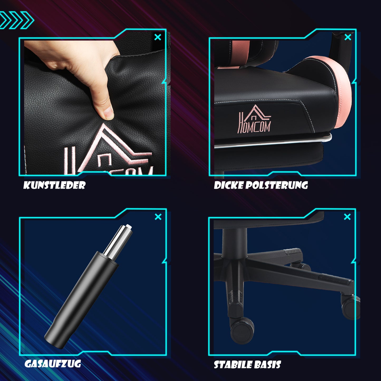 Gaming-Stuhl, Ergonomischer Gamer-Stuhl, Lendenwirbelst