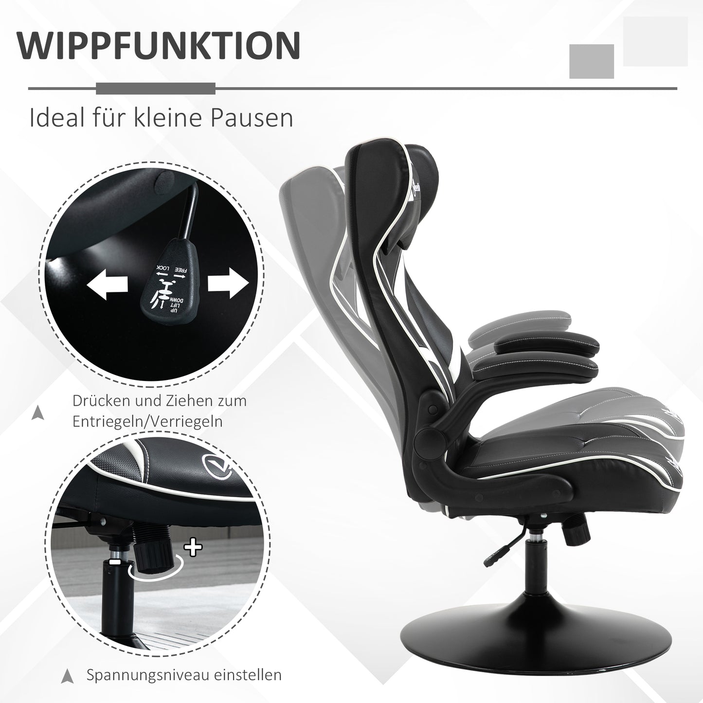 Gaming Stuhl Ergonomischer Computerstuhl Mit Wippfunktion Stahl Rot