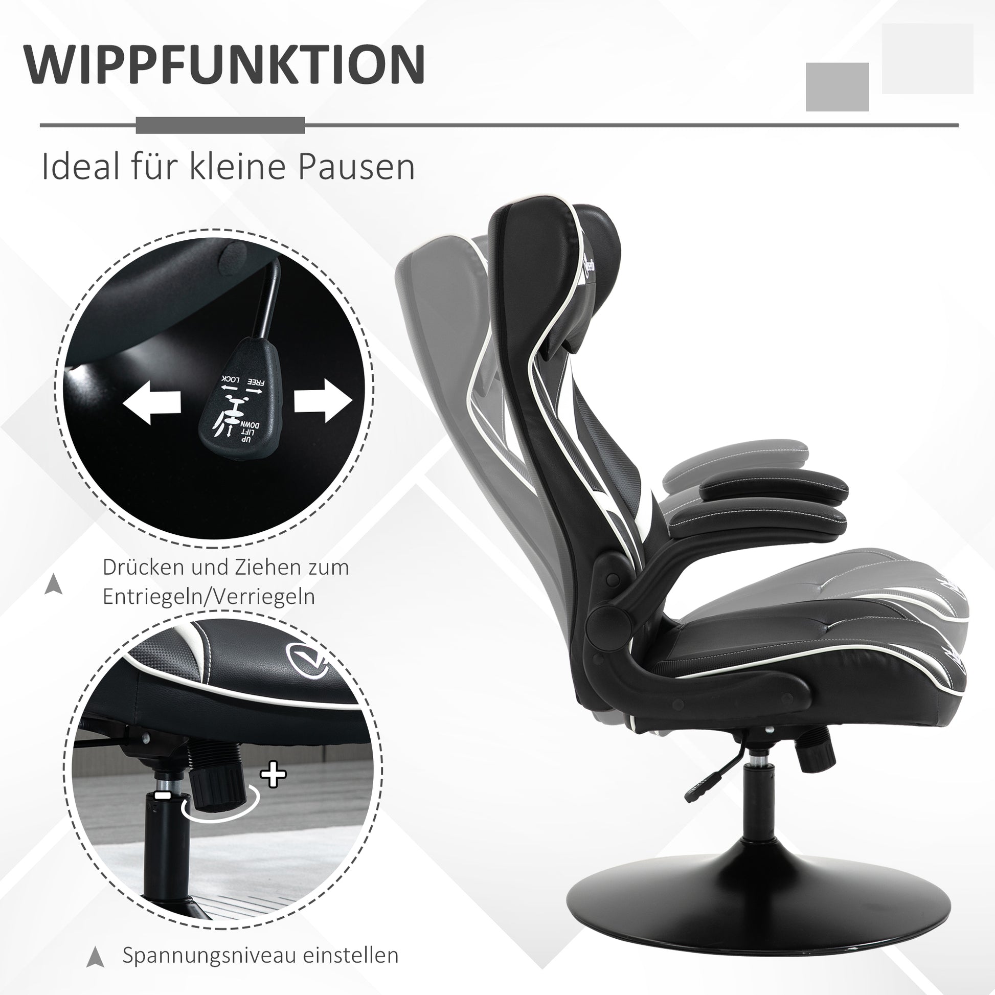Gaming Stuhl Ergonomischer Computerstuhl Mit Wippfunktion Stahl Rot