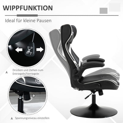 Gaming Stuhl Ergonomischer Computerstuhl Mit Wippfunktion Stahl Rot