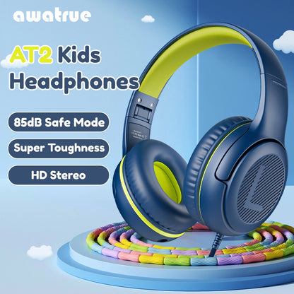 AWATRUE AT2 Headset,3.5Mm Surround Stereo Gaming Headphones with Mic Soft Memory Earmuffs for Pc,Laptop,Kids for School Toddler
