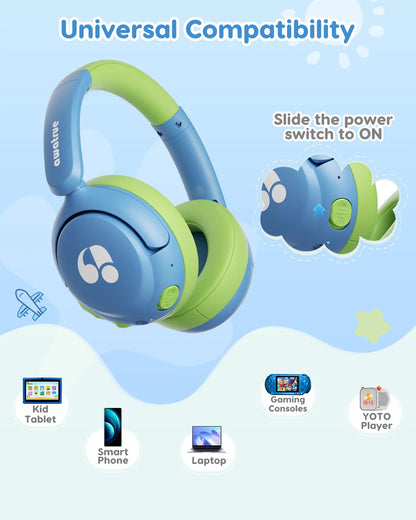Awatrue Kids Bluetooth 5.4 Headphone 85Dba Safe Volume Lightweight Wireless Over-Ear Headsets for Ipad/Yoto Player/Tablet/School