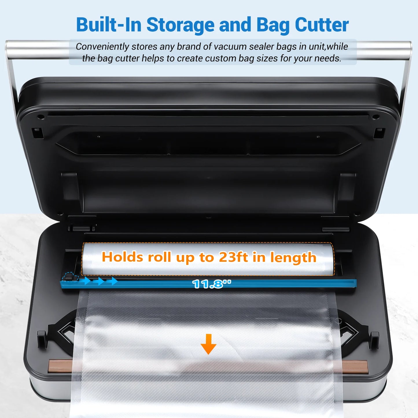 INK-VS04 Large Vacuum Sealer Dry/Wet/Liquid Food Sealed Packaging Kitchen Food Storage Seal Built-In Cutter&Storage Bags
