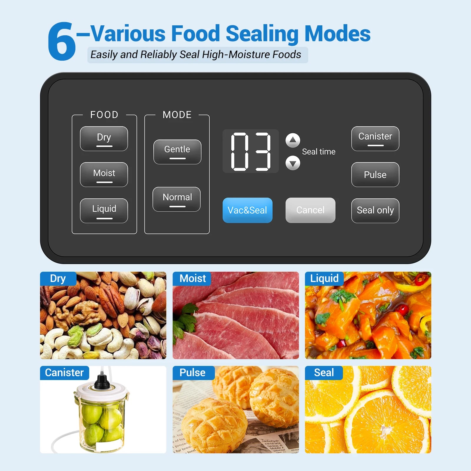 INK-VS04 Large Vacuum Sealer Dry/Wet/Liquid Food Sealed Packaging Kitchen Food Storage Seal Built-In Cutter&Storage Bags