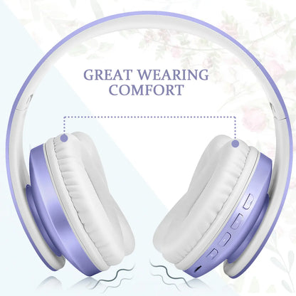 TUINYO Wireless Over-Ear Bluetooth Kopfhörer mit Mikrofon – Faltbar | Lila