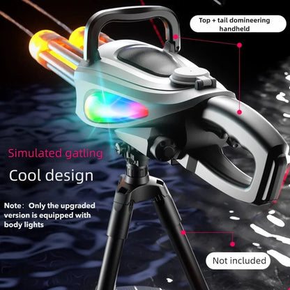 Automatic Double Rotating Gatling Water Gun Toy Gun Barrel with LED Spray Water Pistol Blaster Pool Outdoor Toy for Kids Adult