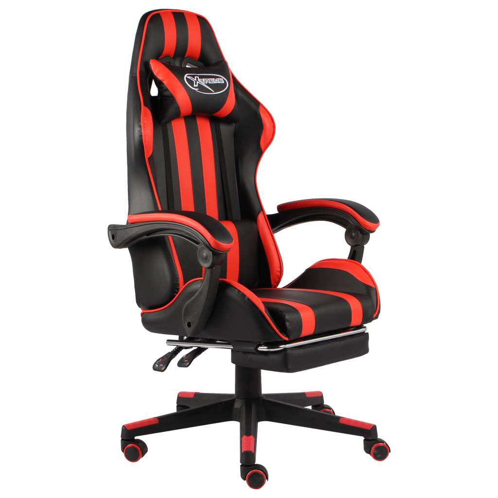 Gaming-Stuhl Mit Fußstütze Schwarz Und Rot Kunstleder