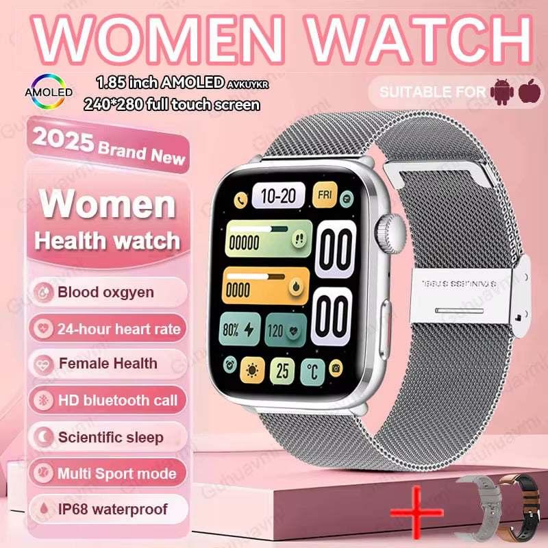 2025 New Women Men AI Smart Diagnosis Watch HRV+PPG Blood Pressure Heart Rate Health Monitor IP68 NFC Fashion Sports Smartwatchs