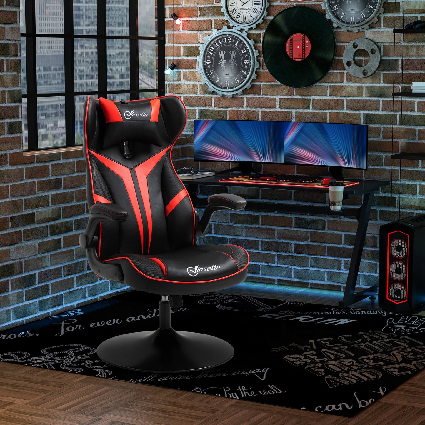 Gaming Stuhl Ergonomischer Computerstuhl Mit Wippfunktion Stahl Rot