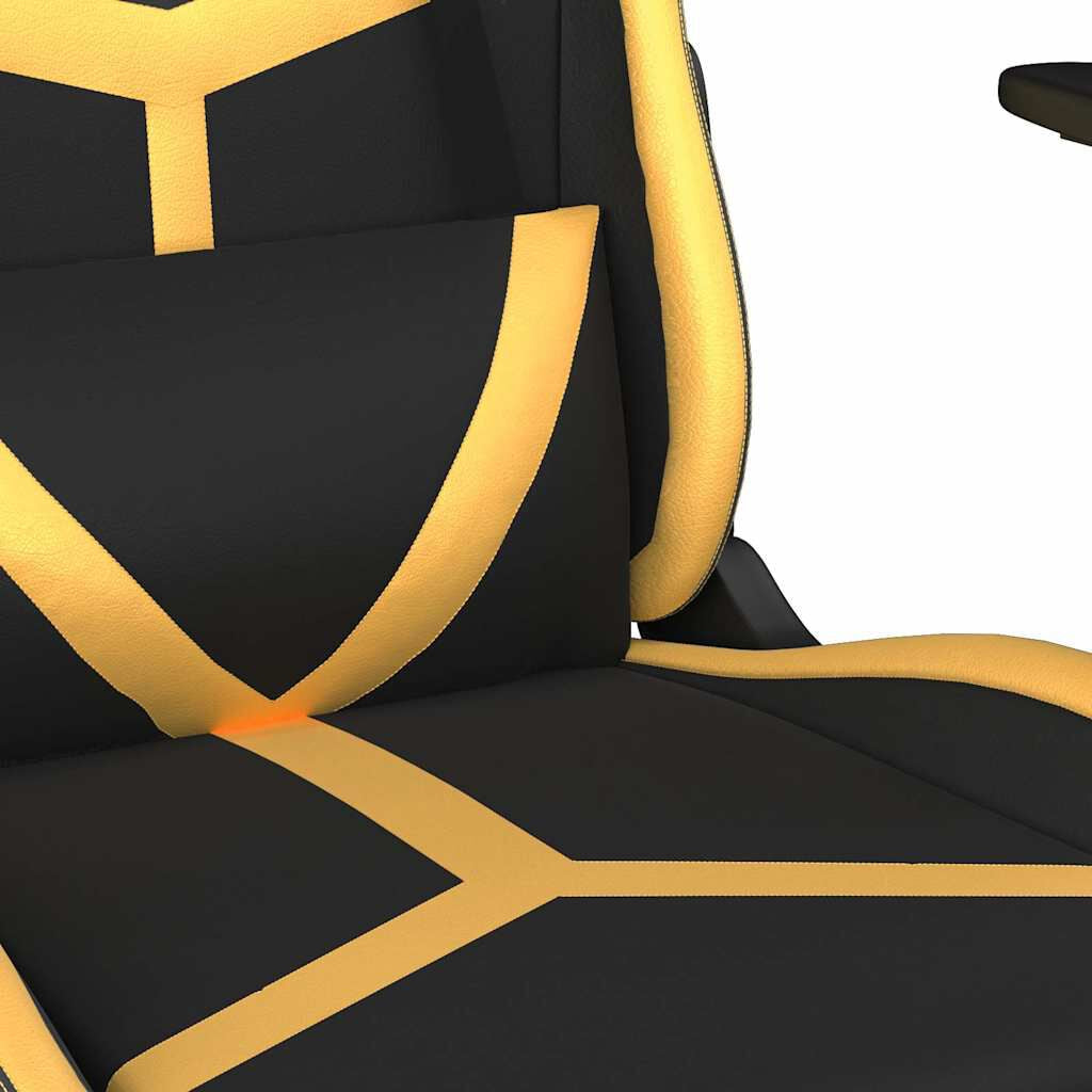 Gaming-Stuhl Mit Massagefunktion Schwarz & Golden Kunstleder