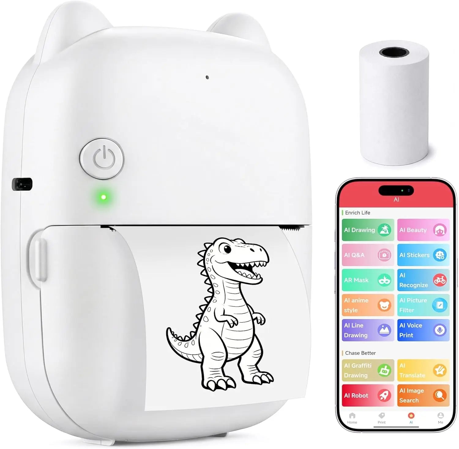 AI Mini Drucker mit App & Sprachsteuerung für Kinder