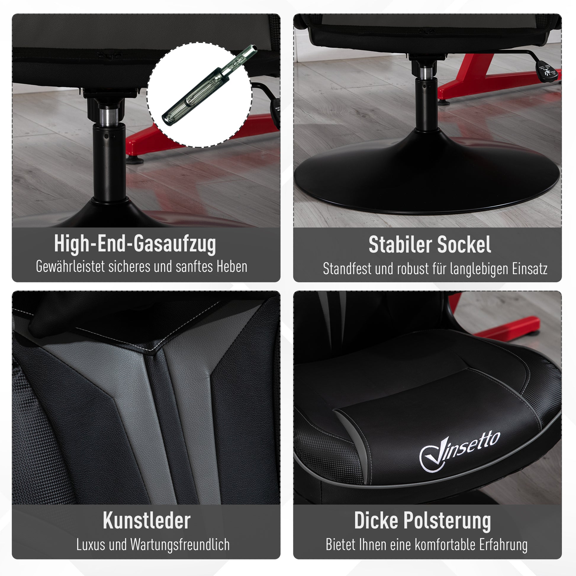 Gaming Stuhl Ergonomischer Computerstuhl Mit Wippfunktion Stahl Rot