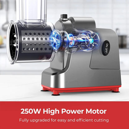 250W 5 in 1 Electric Vegetable Slicer Shredder Automatic Salad Shooter Machine Cheese Grater Carrot Cabbage Cutter JT253