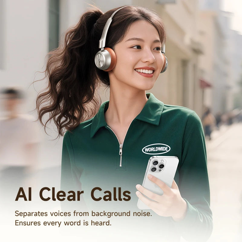 BH1 Air Wireless Headphones Bluetooth 6.0 ENC Noise Cancellation Lightweight 90G over Ear Headset 80H Earphone
